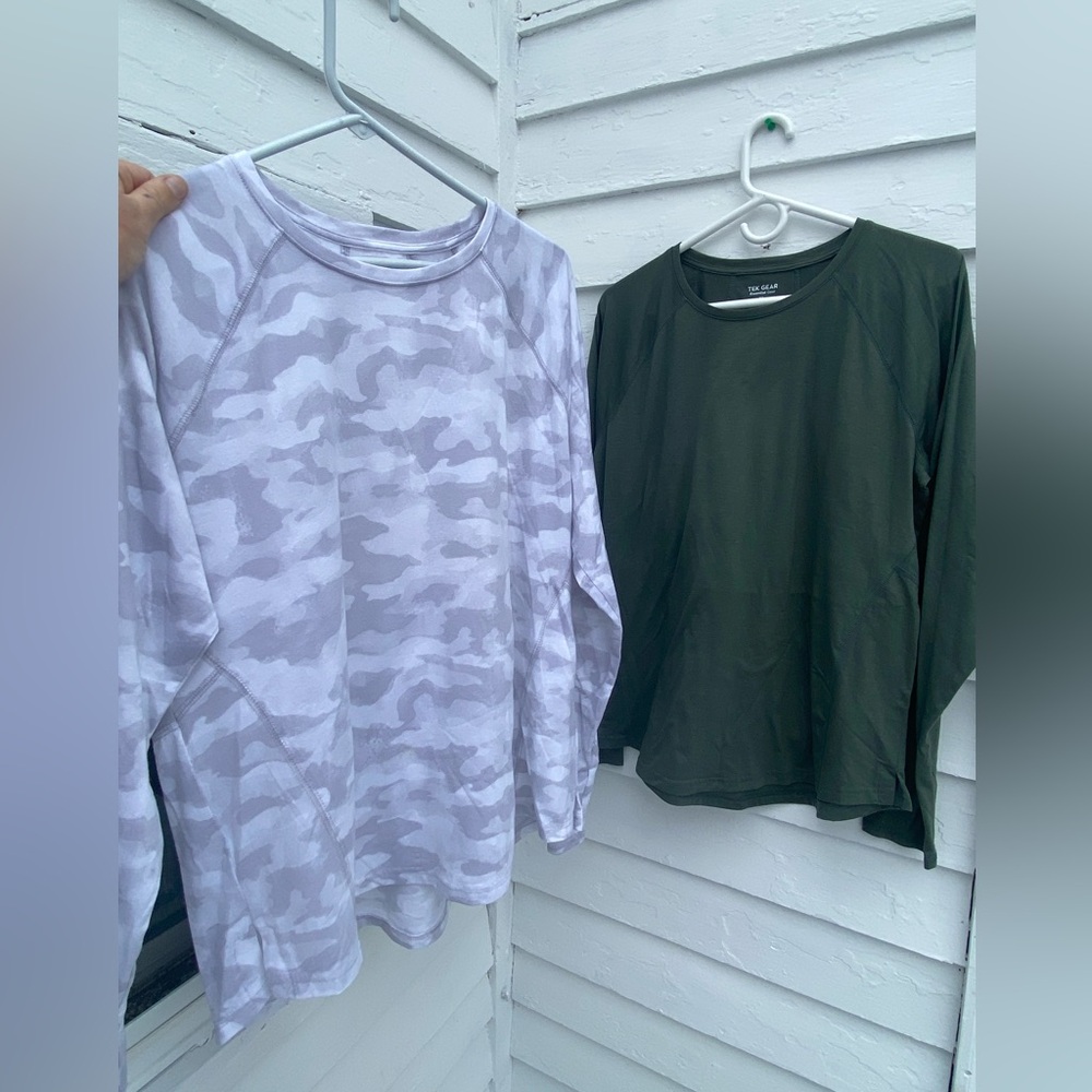 Tek Gear XL Essential Gear Bundle Camouflage and Olive Green Long Sleeve Shirts